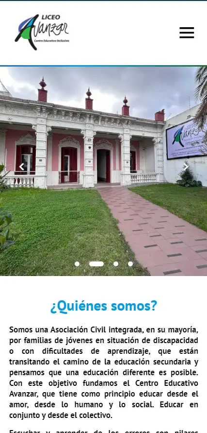 Liceo Avanzar - Vista móvil